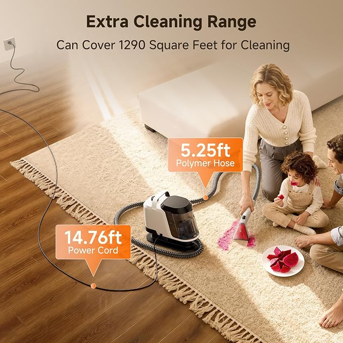 Uwant 18Kpa Upholstery Cleaner Machine with Pet Pro Solution&Tools | Portable Carpet Cleaner with 3 Brush Heads for Cars, Pets 2in1 Carpet Cleaner Machine for Spot, Rugs, Couch
