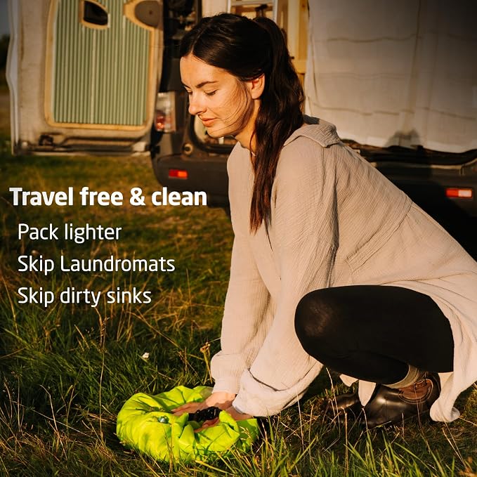 Scrubba Wash Bag Patented Washboard-in-a-Bag™ 5 oz Travel Clothes Washer | Pack Light, Wash Anywhere Fast, Internal Washboard, Machine-Quality Wash, Portable, No Electricity, Camping, RV, Cruises