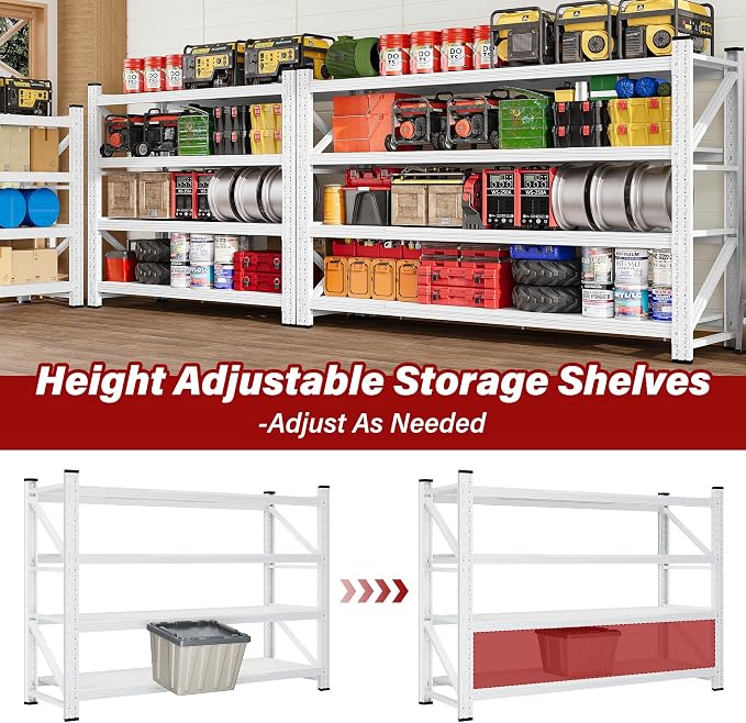 SISESOL 5000LBS Heavy Duty Garage Shelving Units,60" Wide & Deep Storage Shelves,White Metal Garage Shelves,Large Storage Rack,Steel Shelf,Industrial Shelving for Shop,Warehouse,60" W x 24" D x 70" H
