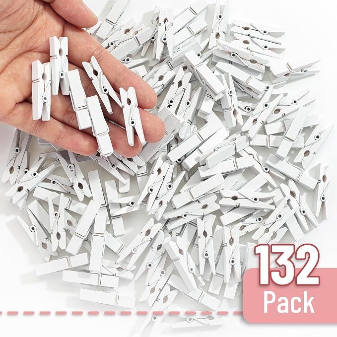 Mr. Pen- Mini Wooden Clothes Pins, 1.4 Inch, 132 Pack, Natural Wood Clips for Crafts, Classroom Projects, Hanging Photos, Chip Bags, Decoration, Rust Resistant Spring