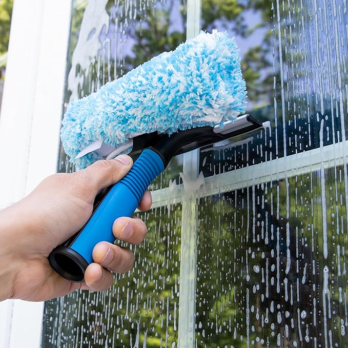 Unger Professional Connect and Clean 2-in-1 Squeegee and Scrubber, 6” Window Cleaning Tool, Commercial & Residential Use, Washer Cleaner Supplies to Remove Excess Water & Dry (Pack of 6)