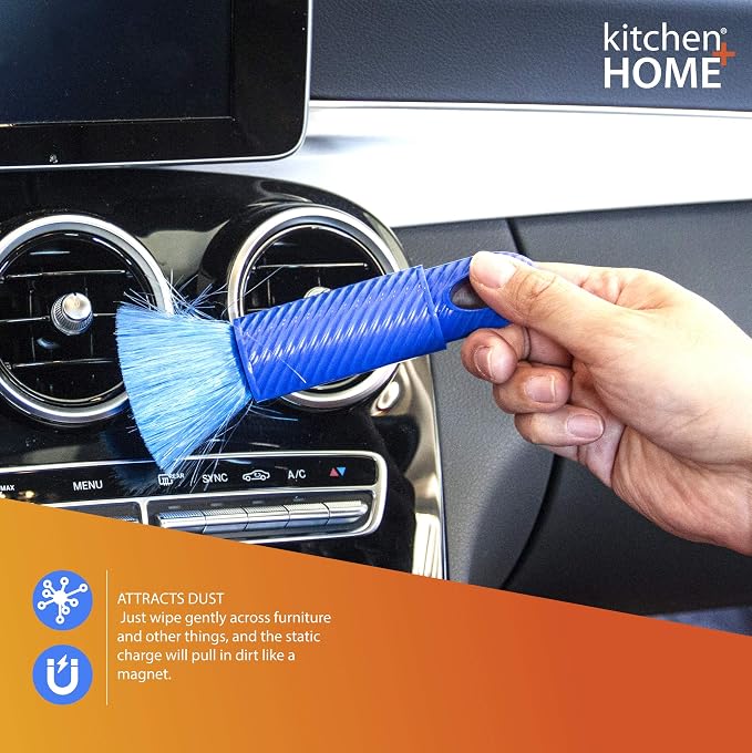 Kitchen + Home Compact Static Duster - 6.5" Inch Travel Duster with Carry Case - Electrostatic Duster attracts dust Like a Magnet!