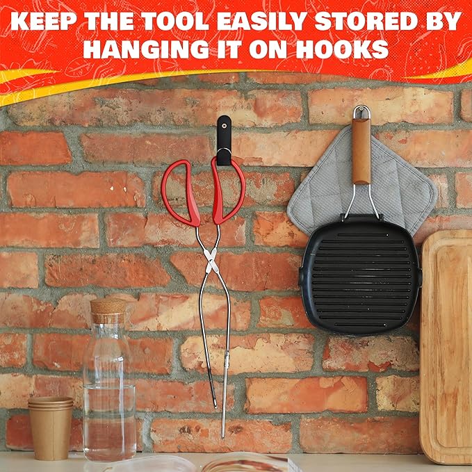 14.3" BBQ Spatula Tongs for Cooking - 2 in 1 One Hand Flip & Grip Stainless Steel Long Grill Tongs for Outdoor Grill, Ergonomic BBQ Turner - Multifunctional Grilling Spatula for Easter Outdoor Cooking