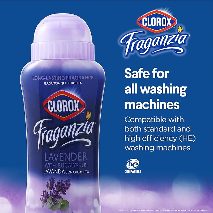 Clorox Fraganzia Scent Booster Crystals, Lavender, Twin Pack of 18 Oz, 6-Pk | In-wash fragrance beads, HE compatible, safe for all fabrics and colors, long-lasting freshness