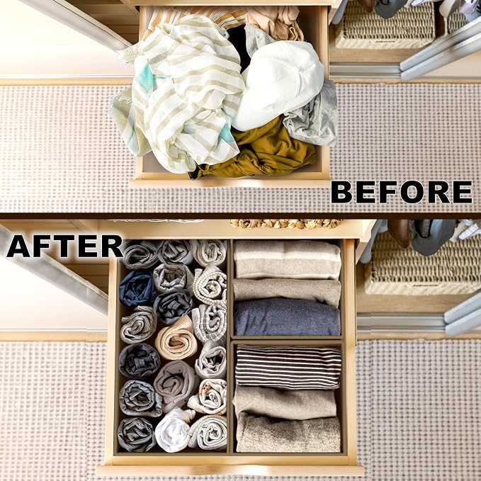 Simple Houseware Underwear Drawer Organizer, Set of 6, Brown | for Lingerie/Undergarment/Bra/Panty/Sock/Onesie