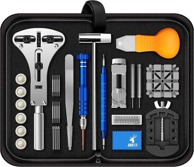 JOREST Watch Repair Tool Kit, Battery Replacement, Strap Adjustment, Bracelet Pin Removal, Band Link Remover, Resizing Tool, Wrench Opening Cover, Case Back Opener, Screwdriver, Spring Bar