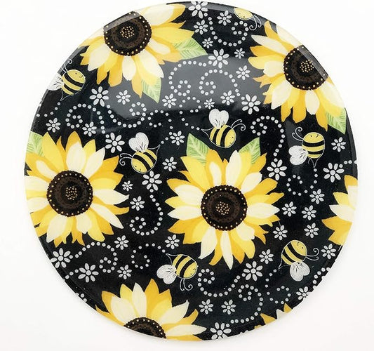 Andreas Silicone Jar Opener, Beez Sunflower – 6.25" Non-Slip Lid Gripper & Garlic Peeler, Dishwasher Safe, Multi-Use, Durable Silicone & Fabric, Made in the USA, JO-975