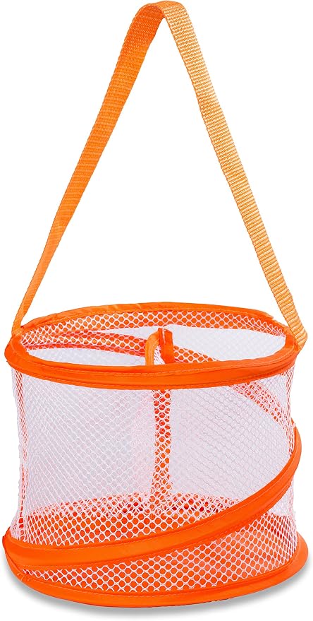Handy Laundry Portable Shower Caddy – Collapsible Mesh Organizer with Handle, Quick Dry, Large Compartments for Dorm, College, Gym, Travel, Camp, Bathroom Essentials (Orange)