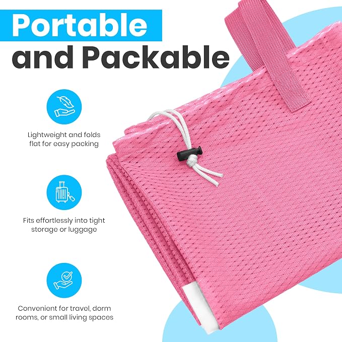 Handy Laundry Mesh XL Laundry Bag 24"x36" with Shoulder Strap, Pink | XL 24x36 Mesh Laundry Bag, Handles & Shoulder Strap, Breathable, Machine Washable, Dorm Travel Bedding, Pink