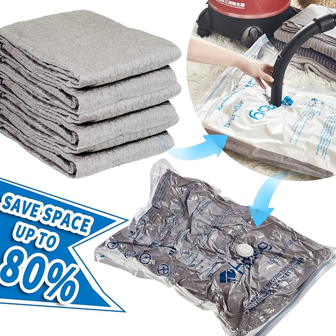 Vacuum Storage Bags, Space Saver Vacuum Seal Storage Bags 20-Pack Sealer Bags for Clothes, Clothing, Bedding, Comforter, Blanket (20C) | Various Size, Airtight Triple Seal, Save 80% Space, Hand Pump, Work with Vacuum, Double Zip, Reusable, Easy to Use