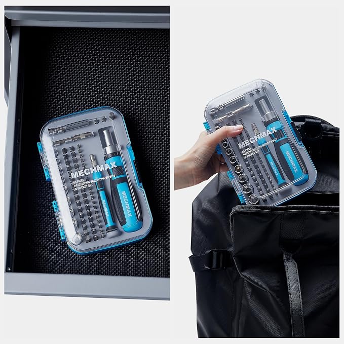 68-Piece Ratcheting Screwdriver Set with Bits & Sockets | Precision tool kit with sockets & compact injection storage case. Ideal for household DIY, furniture assembly & repair