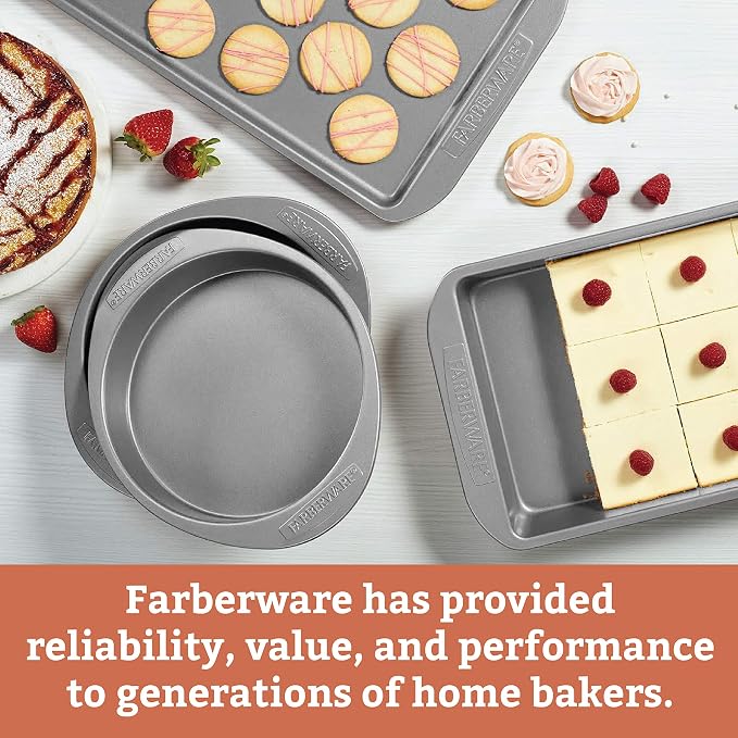 Farberware Nonstick Bakeware Baking Pan With Lid / Nonstick Cake Pan With Lid, Square - 9 Inch, Gray