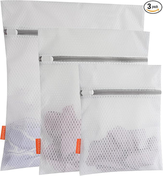 Diamond Mesh Laundry Bags 3 Pack (Large, Medium, Small) | Heavy Duty Mesh, Durable Zipper, For Delicates, Lingerie, Bras, Underwear, Protect Garments in Washing Machine