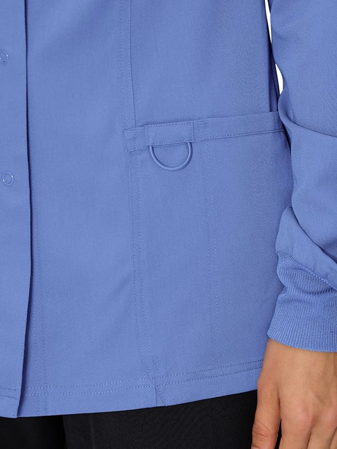 COZYFIT Scrub Jackets for Woman, Snap Front Nurse Jacket | 3 Pockets, Soft Fabric Layer, Easy Shift Layer, Easy Care, For Nurses, Clinics, Daily Medical Uniforms, Shift Wear