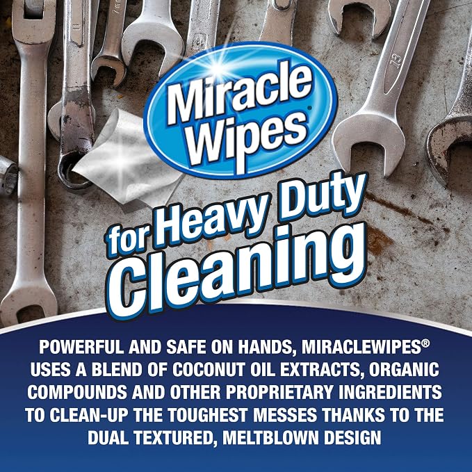 MiracleWipes for Heavy Duty Cleaning (90 Count) - All Purpose Cleaner, Kitchens, Bathrooms, Countertops, Hands, Indoors, Outdoors - Removes Grease, Grime, Crayon, Dirt & More (Pack of 2)