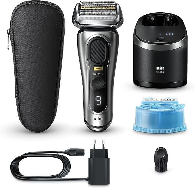 Braun Series 9 PRO+ Electric Razor for Men, 5 Pro Shave Elements & Precision Long Hair Trimmer, 6in1 SmartCare Center, Wet & Dry Electric Shaver for Smooth Skin with 60min Battery Runtime, 9567cc