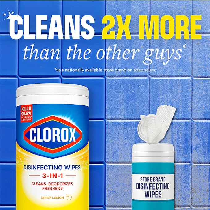 Clorox Disinfecting Wipes Back to School, Bleach Free, Crisp Lemon, 75 Count, Pack of 2 (Package May Vary)