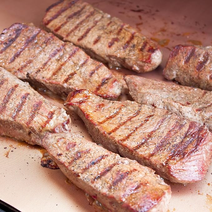 2 Extra Large Copper Grill and Bake Mats, 17 X 23 inches | Non Stick, BBQ Griddle Baking, Reusable, Easy to Clean