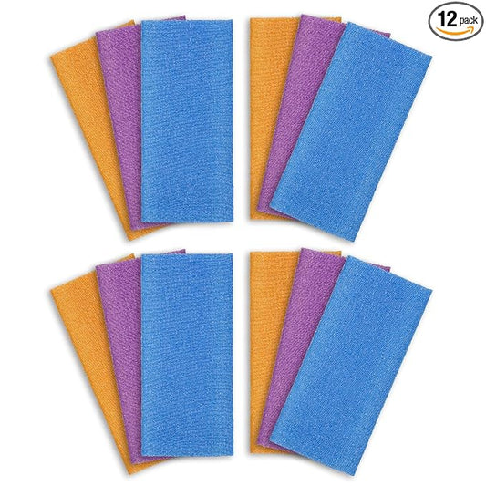 ARCH&M Exfoliating Towel, Japanese Washcloth 12 Pack | Back Scrubber for Shower, Exfoliating Washcloth, Korean Beauty Wash Cloth, Loofah Scrubber, Deep Exfoliation, Daily Use