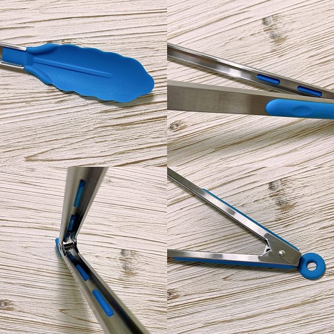 18 inch Extra Long Grill Tongs (1 orange + 1 blue), with Silicone Tip Head, Stainless Steel Barbecue Tongs with Long Handle, Large Sized Food Tong, Extended Serving Tong