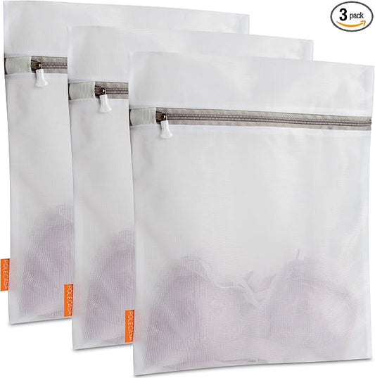 Mesh Laundry Bags 3 Pack (12 x 16" Medium) | Durable Zipper, For Delicates, Lingerie, Bras, Underwear, Protect Garments in Washing Machine