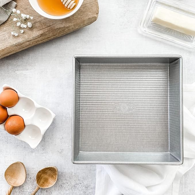 USA Pan Bakeware Nonstick Square Cake Pan,8 Inch,Aluminized Steel,(Pack of 6)
