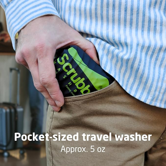 Scrubba Wash Bag Patented Washboard-in-a-Bag™ 5 oz Travel Clothes Washer | Pack Light, Wash Anywhere Fast, Internal Washboard, Machine-Quality Wash, No Electricity, Camping, Backpacking, RV, Cruises