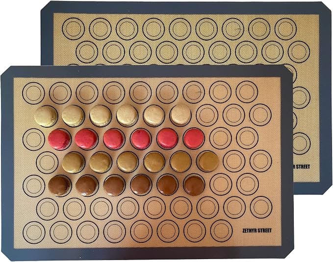 Macaron Silicone Baking Mats - Set of 2 - Full Size - 16 x 24 in (40 x 60 cm), Non-Stick Macaron Mat for Perfect Baking - Dishwasher & Oven Safe, Ideal for Macarons, Cookies, Bread, and More