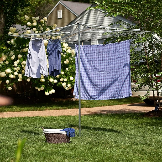 Household Essentials 17140-1 Rotary Outdoor Umbrella Drying Rack | Steel | 30-Lines with 182 ft. Clothesline