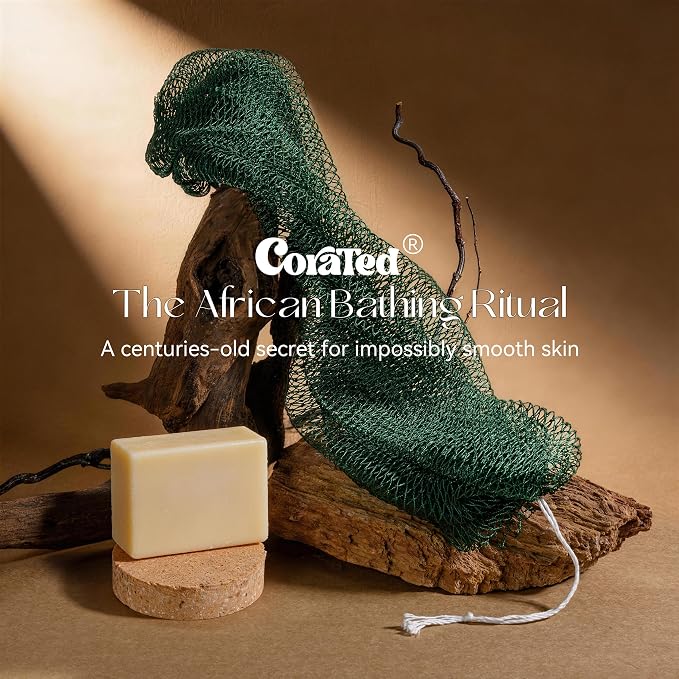 CORATED African Net Sponge Authentic, Shower Loofah Exfoliating Bath Sponge, Body Scrubber for Women and Men Daily Use Body Care, Travel Portable Bath Accessories Gifts for Women