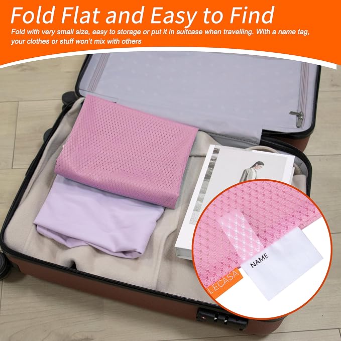 Heavy Duty Diamond Mesh Laundry Bag, 24x36", Pink | Drawstring & ID Tag, Breathable Mesh, Machine Washable, Commercial Grade, , For College Dorms, Travel, Sports Equipment