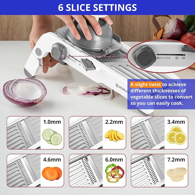 24-In-1 Mandoline Slicer with Waffle Fry Cutter Blade, Adjustable Mandoline Slicer for Kitchen, Safe Mandoline Food Slicer, Mandolin, Food Chopper- Potato, Tomato, Carrot and Onion Cutter