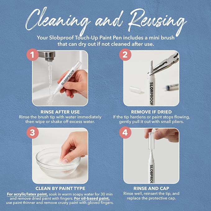 Slobproof Refillable Touch-Up Paint Pen, Mess-Free, Reusable Wall Paint Repair Tool, Precise Application, DIY Home Improvement, Furniture, Arts and Crafts, Patented Design, Easy Storage, Pack of 5