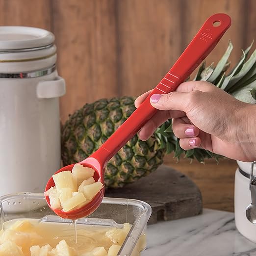 Carlisle FoodService Products CFS 396105 Perforated Long Handle Portion Control Spoon, 2 oz, Red