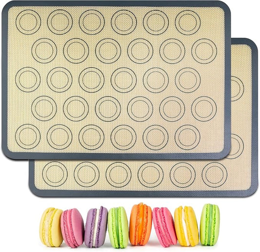 HOOMIL Macaron Silicone Baking Mats, 16.5"x 11.6", Non-Stick, Reusable, Food Safe, Half Sheet Size Silicone Mat, Pack of 2