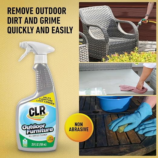CLR Brands Outdoor Furniture Cleaner, 26 oz. Spray Bottle | Cleans Outdoor Surfaces, Removes Dirt and Grime from Fabric, Wood, Wicker, PVC, Plastic and More