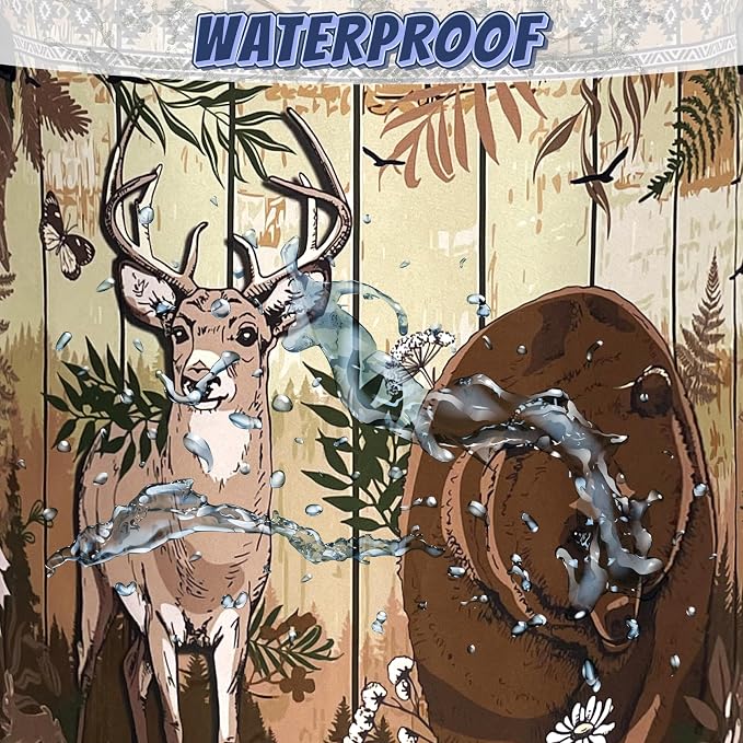 Funny Laundry Basket Oxford Cloth Forest Animal Bear and Deer Laundry Hamper With Handle Foldable Portable Clothes Storage Basket Colorful Laundry Bag 18.9"x16.5" For Laundry Room/Bedroom/Bathrooms