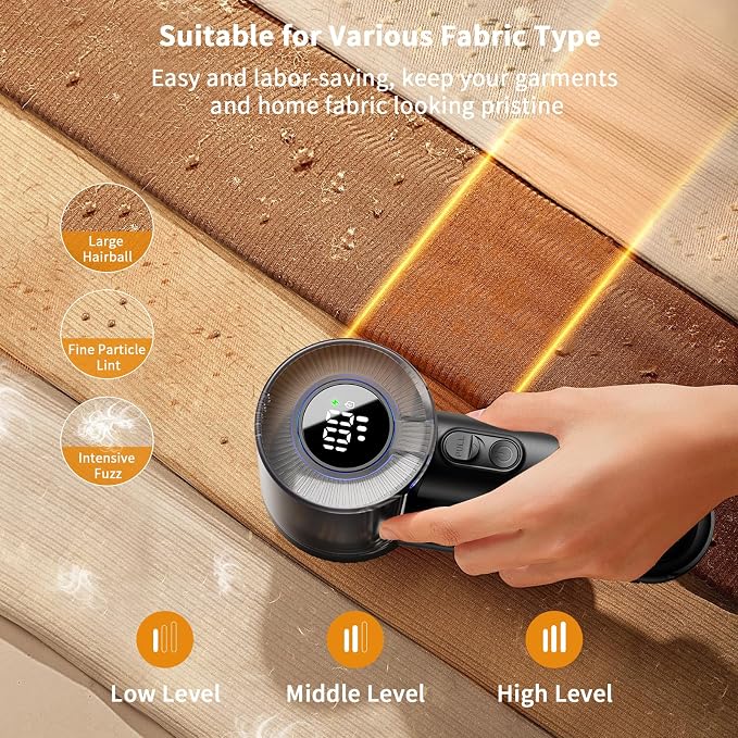 coldSky Large Fabric Shaver, 2-in-1 Electric Fabric Shaver & Lint Remover | 3-Speed Modes, LED Digital Display, Rechargeable, Sweater Defuzzer for Clothes, Furniture, Couch