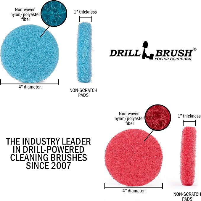 Bathroom Accessories - Cleaning Supplies - Bath Mat - Shower Door Cleaner | Drill Brush - Scrub Pads - Spin Scrubber Pad Kit - Hard Water Stain Remover - Shower Cleaner - Tub Cleaner - Glass Cleaner
