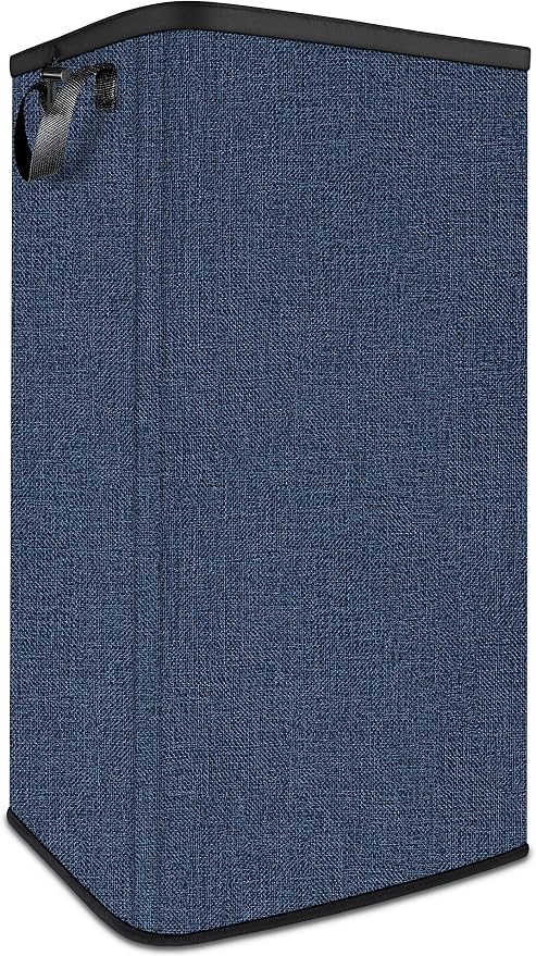 SNIGJAT Extra Large Laundry Hamper, Folding 100L Laundry Basket, Blue | Dirty Clothes Hamper for Bedroom, Tall Hamper, Sturdy Storage Organizer for Clothes and Toys