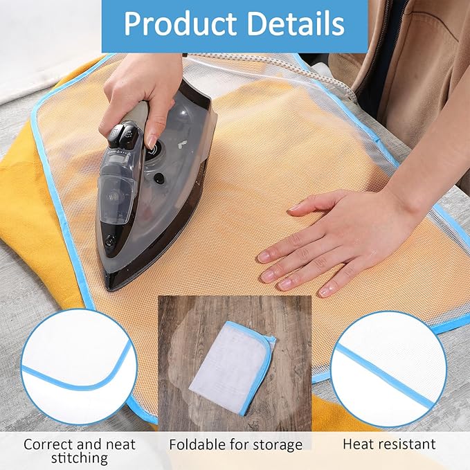 Teaaha Protective Pressing Cloth for Ironing, 4 Pack Ironing Clothes to Protect Clothes, Protector Insulation Mat Scorch Saving Mesh Iron Board Cover Pad Press Cloth Scorch Iron Cloth(4 Colors)