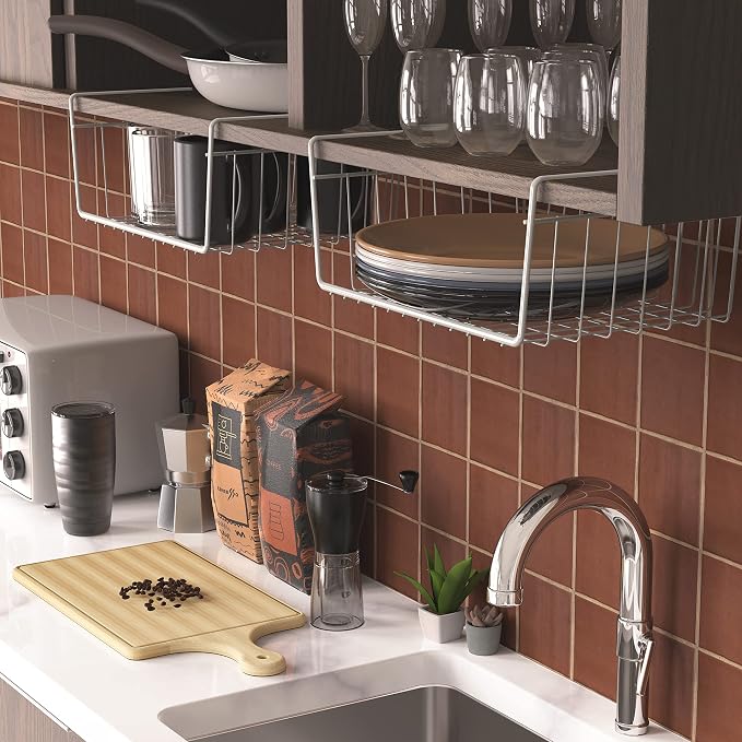 Simple Houseware 6PK Under Shelf Basket, White