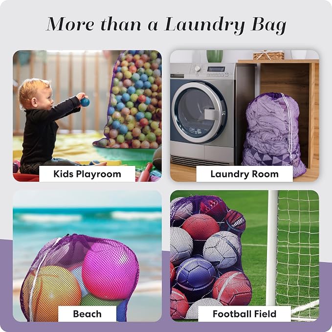 Handy Laundry Mesh XL Laundry Bag - Durable, Machine Washable with Secure Drawstring Closure - Perfect for College Dorms, Laundromats, Apartments (Purple, Large 24" x 36") | XL 24x36 Mesh Laundry Bag, Secure Drawstring, Heavy Duty, Machine Washable, fo...