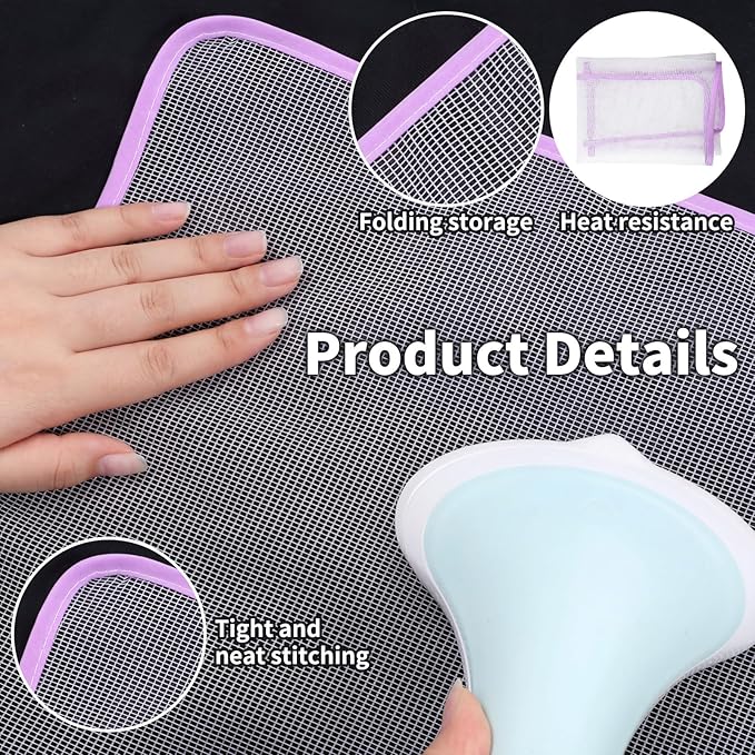 2 PCS Mesh Pressing Cloth for Ironing, Nylon Iron Cloth Pad Insulation Pad, Ironing Clothes Protective for Sewing and Ironings(Blue, Purple)