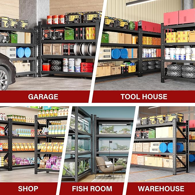 6000LBS Heavy Duty Garage Shelving Units,79" Wide & Deep Storage Shelves,Black Metal Garage Shelves,Large Storage Rack,Steel Shelf,Industrial Shelving for Shop,Warehouse,Basement,79" W x 24" D x 79" H
