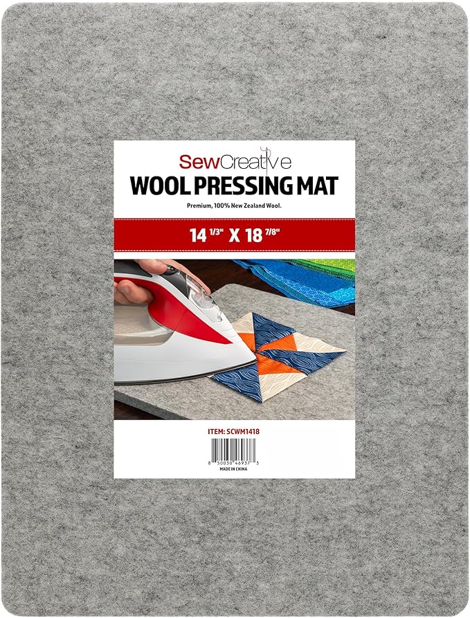 Wool Pressing Mat - Ironing Pad for Quilting & Sewing | Premium 100% New Zealand Felted Wool, by Sew Creative (14-1/3" x 18-7/8")