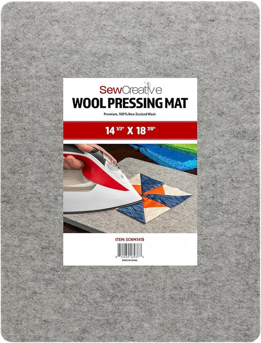 Wool Pressing Mat - Ironing Pad for Quilting & Sewing | Premium 100% New Zealand Felted Wool, by Sew Creative (14-1/3" x 18-7/8")