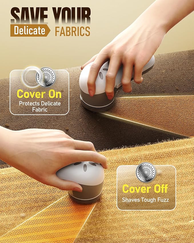 POPCHOSE Fabric Shaver, Lint Remover with 6-Leaf Blades, Battery Operated | Lint Shaver for Clothes, Sweater Shavers to Remove Pilling, Clothes Shaver for Clothing, Couch, Furniture, Fuzz, Lint Ball