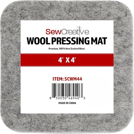 Wool Pressing Mat - Ironing Pad for Quilting & Sewing | Premium 100% New Zealand Felted Wool, by Sew Creative (4" x 4")