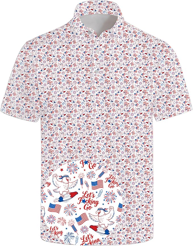 Polo Shirts for Men Moisture Wicking Mens Polo Shirts Patriotic Shirts for Men